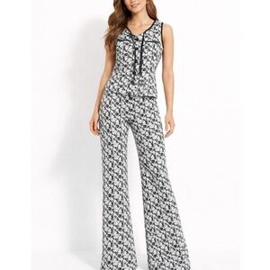 Vintage 90s Y2K Maximalist Abstract Floral Top & Flare Trousers Twin Set
